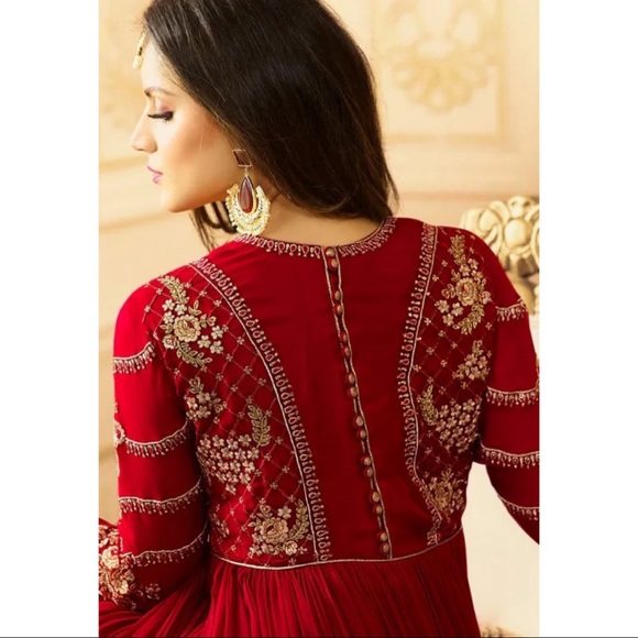 Embroidered Georgette Abaya Style Suit - Picture 3 of 4